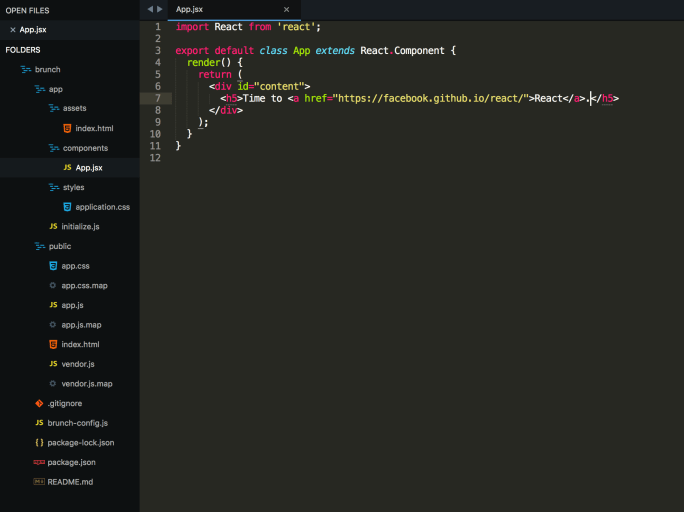 Brunch React Skeleton in Sublime